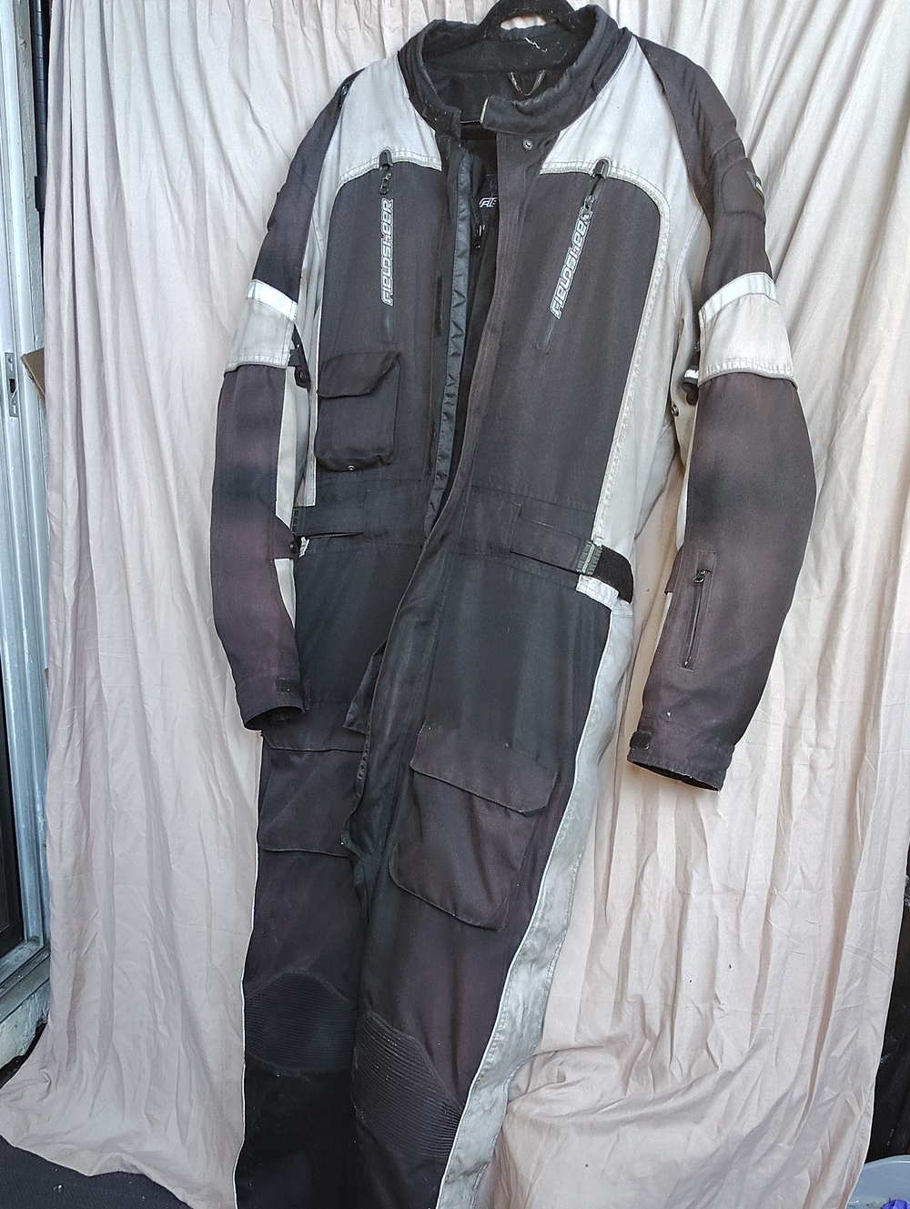 Men's Black and Light Gray Motorcycle Jacket
